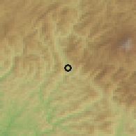 Shaded relief of the 55 km around Gero, drawn from the GMTED2010 grid
