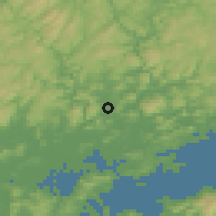 Shaded relief of the 55 km around Akaiwa, drawn from the GMTED2010 grid