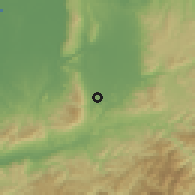 Shaded relief of the 55 km around Gose, drawn from the GMTED2010 grid