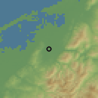Shaded relief of the 54 km around Gosen, drawn from the GMTED2010 grid