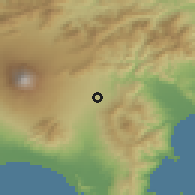Shaded relief of the 55 km around Gotemba, drawn from the GMTED2010 grid