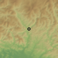 Shaded relief of the 55 km around Gujo, drawn from the GMTED2010 grid