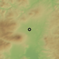 Shaded relief of the 53 km around Hachimantai, drawn from the GMTED2010 grid