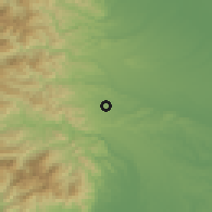 Shaded relief of the 55 km around Hachiōji, drawn from the GMTED2010 grid