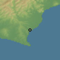 Shaded relief of the 55 km around Haibara, drawn from the GMTED2010 grid