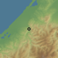 Shaded relief of the 54 km around Hakusan, drawn from the GMTED2010 grid