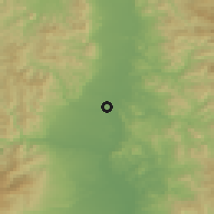 Shaded relief of the 54 km around Hanamaki, drawn from the GMTED2010 grid