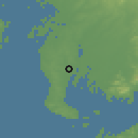 Shaded relief of the 55 km around Handa, drawn from the GMTED2010 grid