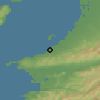 Shaded relief of the 55 km around Hannan, drawn from the GMTED2010 grid
