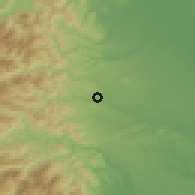 Shaded relief of the 55 km around Akiruno, drawn from the GMTED2010 grid