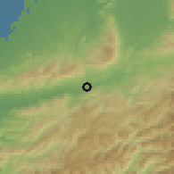 Shaded relief of the 55 km around Hashimoto, drawn from the GMTED2010 grid