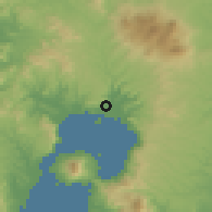 Shaded relief of the 56 km around Hayato, drawn from the GMTED2010 grid