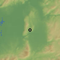 Shaded relief of the 55 km around Heguri, drawn from the GMTED2010 grid
