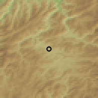 Shaded relief of the 55 km around Hida, drawn from the GMTED2010 grid
