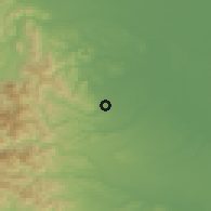 Shaded relief of the 55 km around Hidaka, drawn from the GMTED2010 grid