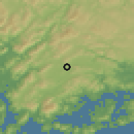 Shaded relief of the 55 km around Higashihiroshima, drawn from the GMTED2010 grid