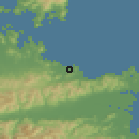 Shaded relief of the 55 km around Higashikagawa, drawn from the GMTED2010 grid