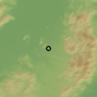 Shaded relief of the 55 km around Higashiomi, drawn from the GMTED2010 grid
