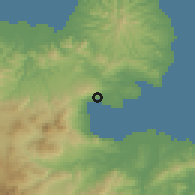 Shaded relief of the 55 km around Hiji, drawn from the GMTED2010 grid