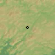 Shaded relief of the 55 km around Akitakata, drawn from the GMTED2010 grid