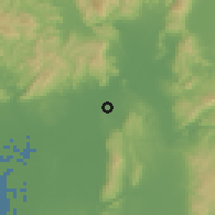 Shaded relief of the 55 km around Hirakata, drawn from the GMTED2010 grid