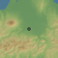 Shaded relief of the 53 km around Hirosaki, drawn from the GMTED2010 grid