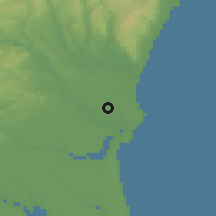Shaded relief of the 54 km around Hitachinaka, drawn from the GMTED2010 grid