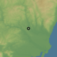 Shaded relief of the 54 km around Hitachiomiya, drawn from the GMTED2010 grid