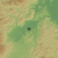 Shaded relief of the 54 km around Hobara, drawn from the GMTED2010 grid