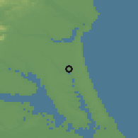 Shaded relief of the 55 km around Hokota, drawn from the GMTED2010 grid
