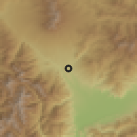 Shaded relief of the 55 km around Hokuto, drawn from the GMTED2010 grid
