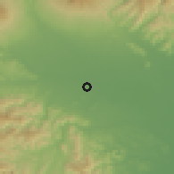 Shaded relief of the 55 km around Honjō, drawn from the GMTED2010 grid