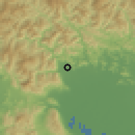 Shaded relief of the 55 km around Ibigawa, drawn from the GMTED2010 grid