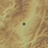 Shaded relief of the 55 km around Iida, drawn from the GMTED2010 grid
