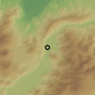 Shaded relief of the 54 km around Iiyama, drawn from the GMTED2010 grid