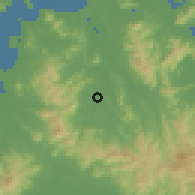 Shaded relief of the 55 km around Iizuka, drawn from the GMTED2010 grid