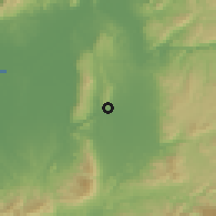 Shaded relief of the 55 km around Ikaruga, drawn from the GMTED2010 grid