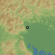 Shaded relief of the 55 km around Ikeda, drawn from the GMTED2010 grid