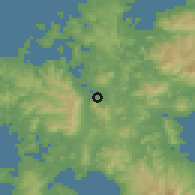 Shaded relief of the 55 km around Imari, drawn from the GMTED2010 grid