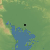 Shaded relief of the 55 km around Inazawa, drawn from the GMTED2010 grid