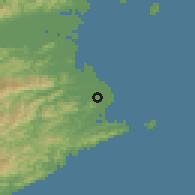 Shaded relief of the 55 km around Anan, drawn from the GMTED2010 grid