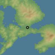 Shaded relief of the 56 km around Isahaya, drawn from the GMTED2010 grid
