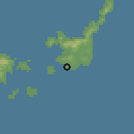 Shaded relief of the 58 km around Ishigaki, drawn from the GMTED2010 grid