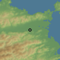 Shaded relief of the 55 km around Ishii, drawn from the GMTED2010 grid