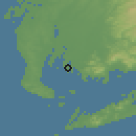 Shaded relief of the 55 km around Isshiki, drawn from the GMTED2010 grid