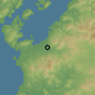 Shaded relief of the 56 km around Izumi, drawn from the GMTED2010 grid