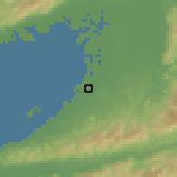 Shaded relief of the 55 km around Izumiōtsu, drawn from the GMTED2010 grid