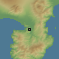 Shaded relief of the 55 km around Izunokuni, drawn from the GMTED2010 grid