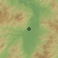 Shaded relief of the 54 km around Kahoku, drawn from the GMTED2010 grid