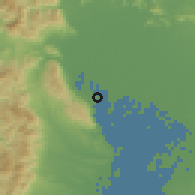 Shaded relief of the 55 km around Kaizu, drawn from the GMTED2010 grid